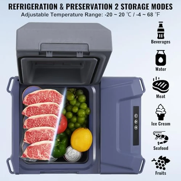 VEVOR 12 V Autokühlschrank Kühlbox, tragbarer 12 L Einzelzonen Gefrierschrank, -20~20 ℃, Bluetooth-Steuerung, leise & energieeffizient, für Outdoor, Camping, Wohnmobil – Bild 3