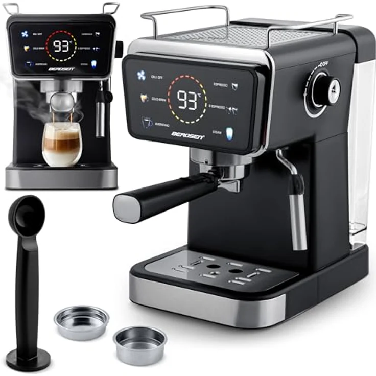 Berdsen BD-771, Kanne Kaffeemaschine 20 bar mit Milchaufschäumer, schwarz – Bild 9
