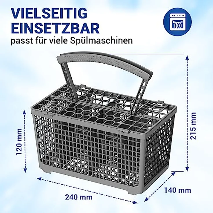 VIOKS Geschirrkorb Spülmaschine 240x215x140 mm Ersatz für Bosch Besteckkorb 00093046 & Siemens Besteckkorb Spülmaschine Korb für Geschirrspüler – Bild 3