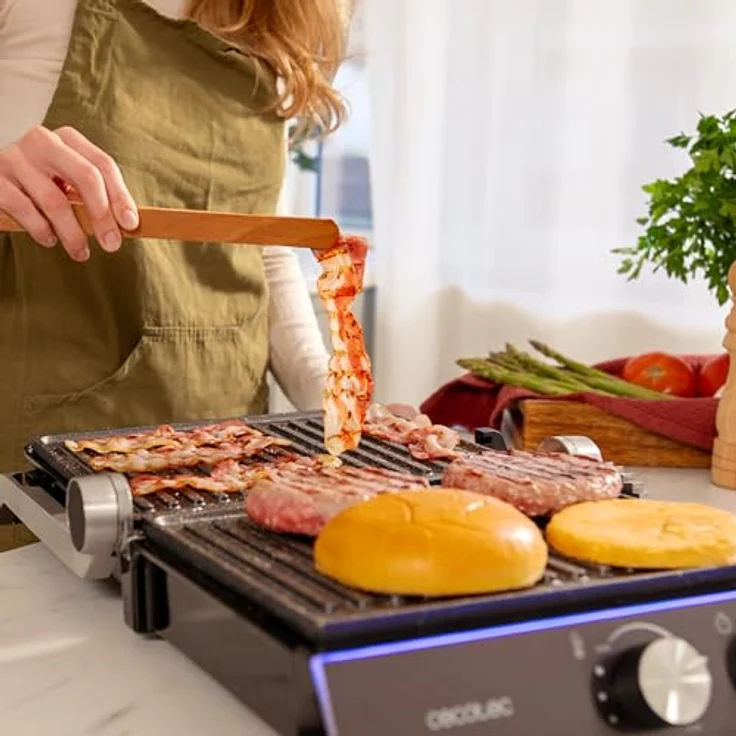 Cecotec Elektrischer Grill Rock'nGrill Blaze Neon – Leistung 2200 W, 180° Öffnung, abnehmbare Platten, große Oberfläche 29 x 23 cm – Bild 5