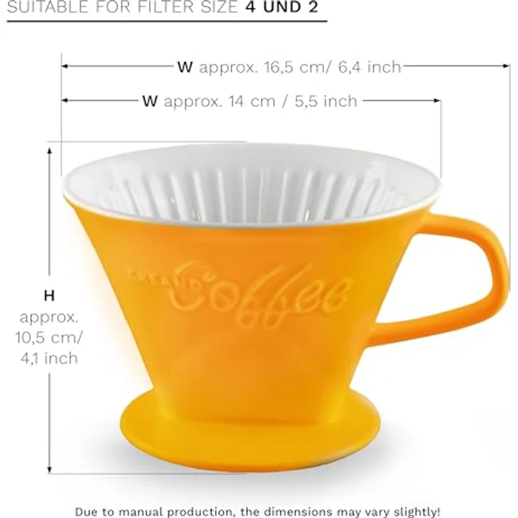 Creano Grauer Porzellan Kaffeefilter Größe 4, Handfilter für manuelle Kaffeezubereitung, spülmaschinengeeignet – Bild 2