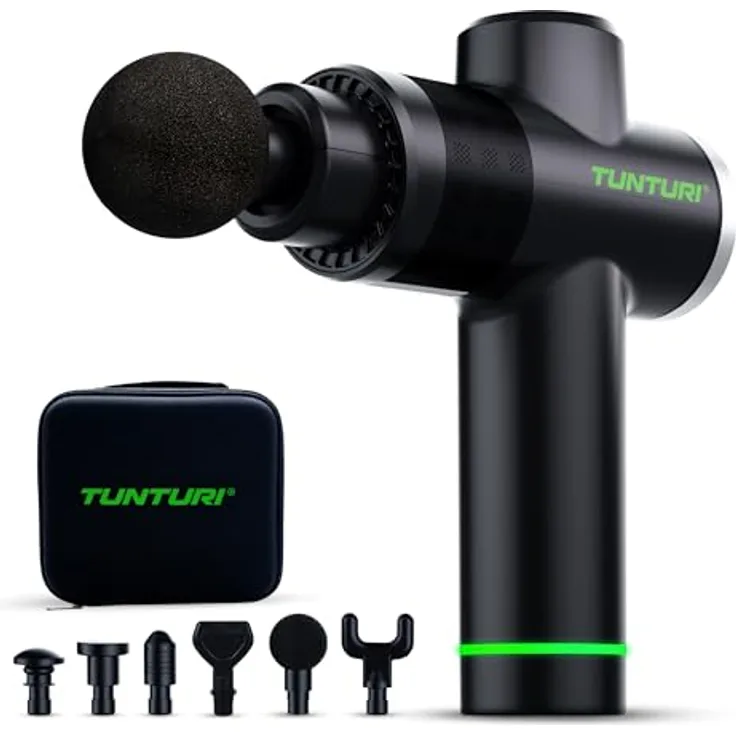 Tunturi MG40 Massagepistole - Extra kraftvoll und leise - Inkl. Gratis-App, Schwarz