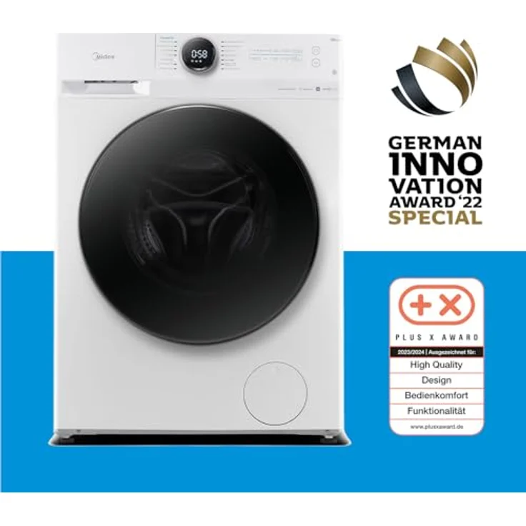Midea MF200W80WB-14AS, Frontlader-Waschmaschine, A, Fassungsvermögen 8 kg, Standgerät, Breite 60 cm – Bild 3