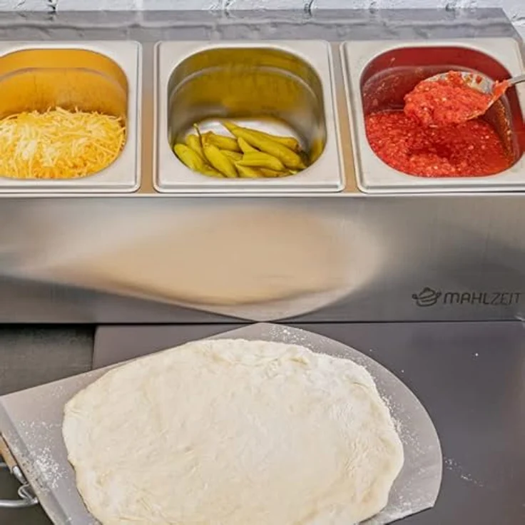 Mahlzeit Edelstahl Zutatenbehälter 3 x 1/6 GN, mit Gummifüßen, 51 x 24,5 x 21,5 cm, für Gastro und Buffet Zubehör – Bild 3