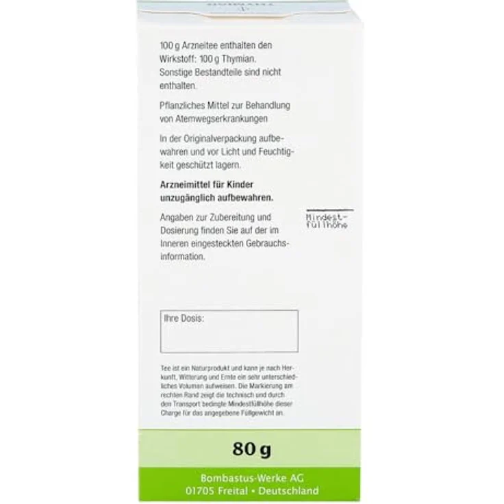 Bombastus Thymian TEE, pflanzliches Mittel für Atemwegserkrankungen, 80 g – Bild 3