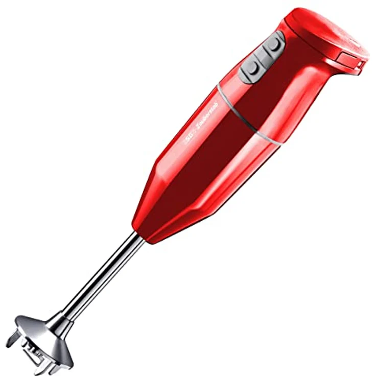 Esge 95102 Zauberstab Cordless Stabmixer, Sleep-Funktion, inkl. Multimesser, Schlagscheibe, Quirlscheibe, Ladestation, rot – Bild 3
