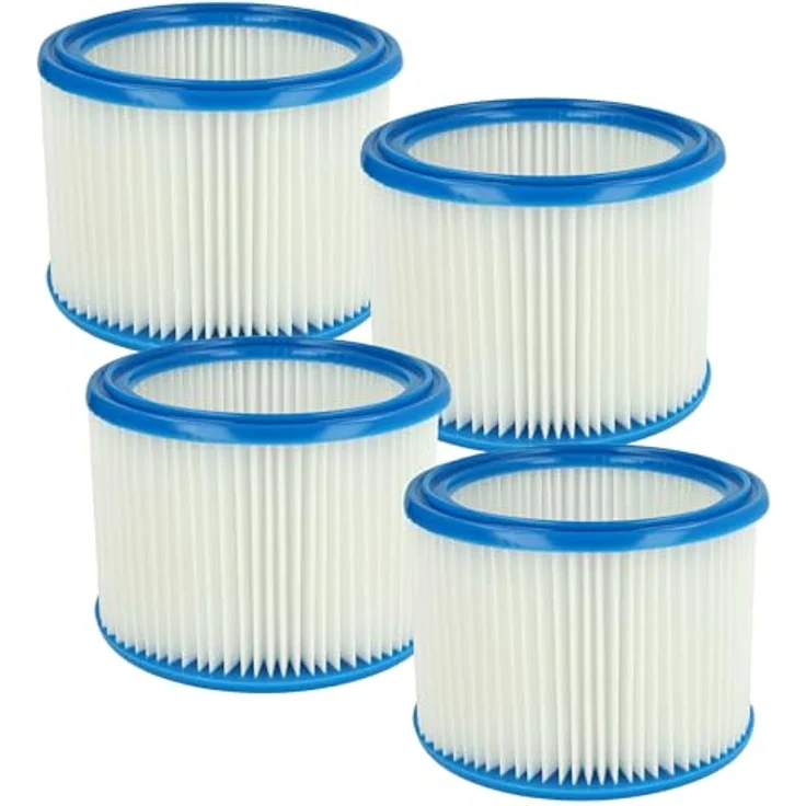 VHBW 4x Faltenfilter Ersatz für Bosch 2607432024, Patronenfilter für Staubsauger, Blau Weiß, 18,6 cm Durchmesser – Bild 1