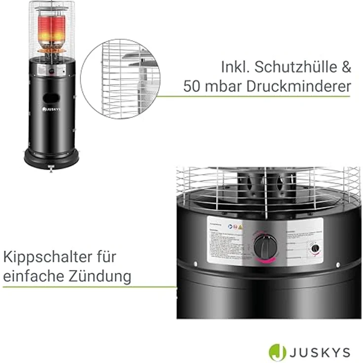 Juskys Outdoor Heizstrahler Cuna mit 11 kW Gas-Brenner - Heizpilz Terrassenheizer mit Gas für Terrasse Balkon und Garten - für 5 und 11 kg Gasflaschen – Bild 5