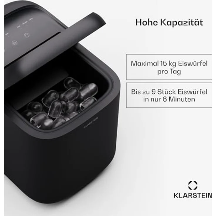 Klarstein SparkIce Eiswürfelmaschine, Elektrischer Eiswürfelbereiter mit 1,5 L Wassertank, kristallklare Eiswürfel, Touchpad-Bedienung – Bild 2
