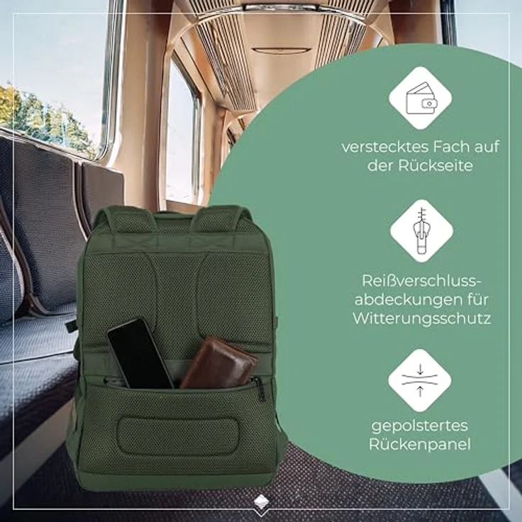 travelite Freizeitrucksack BASICS, Rucksack Plane mit 15,6 Zoll Laptopfach, wasserabweisend, Organizer-Funktion – Bild 7