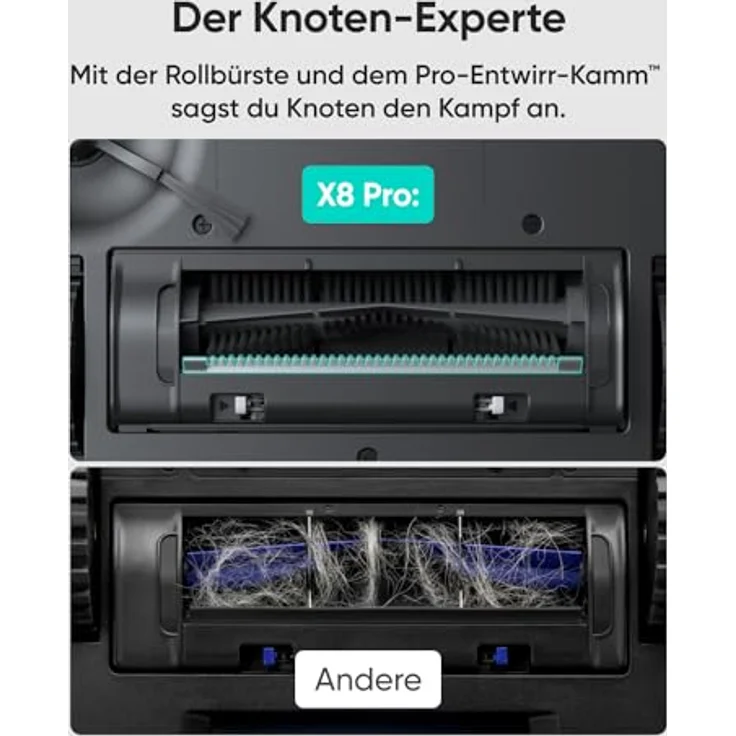 eufy Clean X8 Pro Saugroboter mit Wischfunktion, Twin-Turbine™ 2× 4.000Pa Saugkraft, aktiver Entwirrungs-Bürste und iPath™ Laser-Navigation für Tiefenreinigung von Tierhaaren auf Teppichen – Bild 3