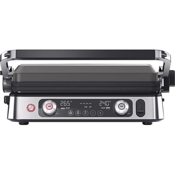Braun Multigrill 9 Pro CG 9167, Elektrogrill mit 2 unabhängigen Thermostaten, 3 Kochpositionen, spülmaschinenfeste Platten, integrierte Thermosonde, 265° Höchsttemperatur, 2200 W, Schwarz/Edelstahl, 2 Grillplatten, 2 flache Platten und 2 Waffel Platten – Bild 3