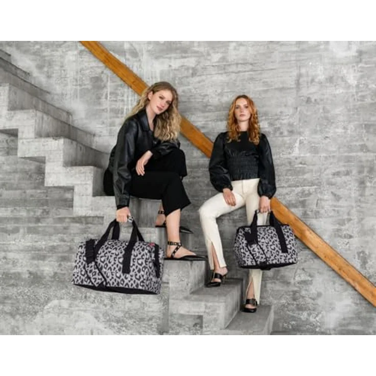 reisenthel Allrounder M Leo Nero, Handtasche mit Leopardenmuster, Schwarz, wasserabweisend, geräumig mit sechs Steckfächern, gepolsterte Tragegriffe und Schultergurt – Bild 6