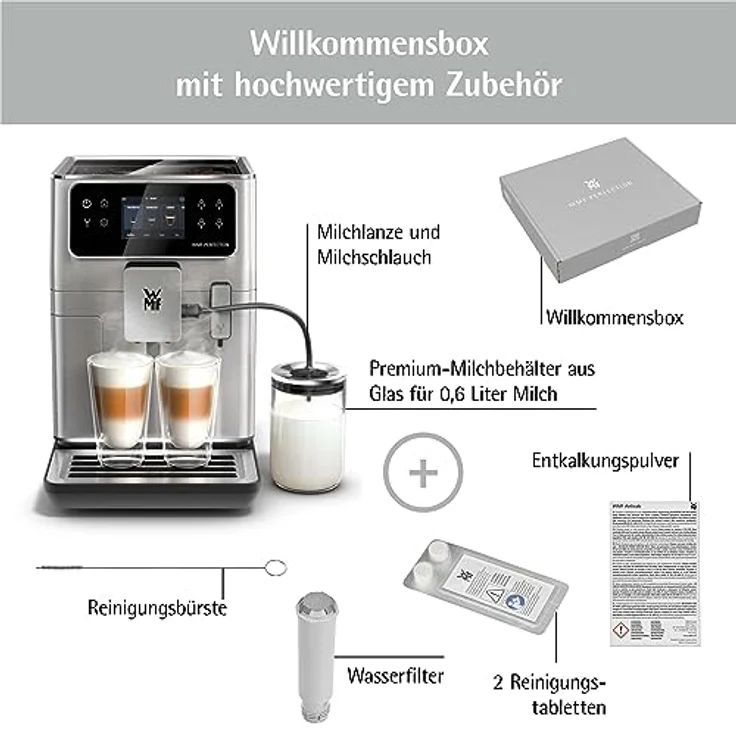 WMF Perfection 680 Kaffeevollautomat mit Milchsystem, 21 Getränkespezialitäten, Double Thermoblock, Edelstahl-Mahlwerk, Nutzerprofil, 0,6l Milchbehälter, Wifi - Preisvergleich – Bild 3