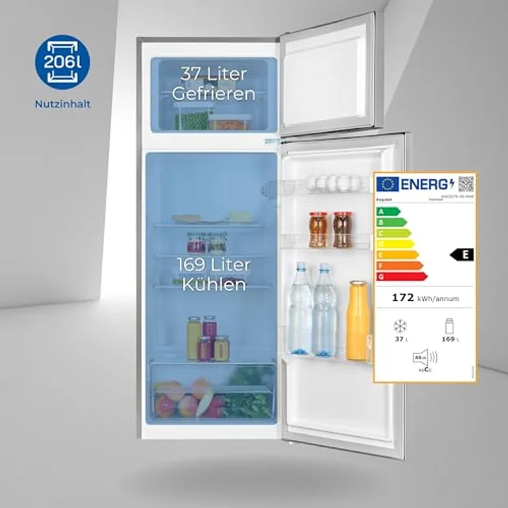 Exquisit Kühl-Gefrierkombination KGC5270-45-040E inoxlook | Nutzinhalt: 206 L | 4-Sterne-Gefrieren | Türanschlag wechselbar | Standgerät – Bild 2