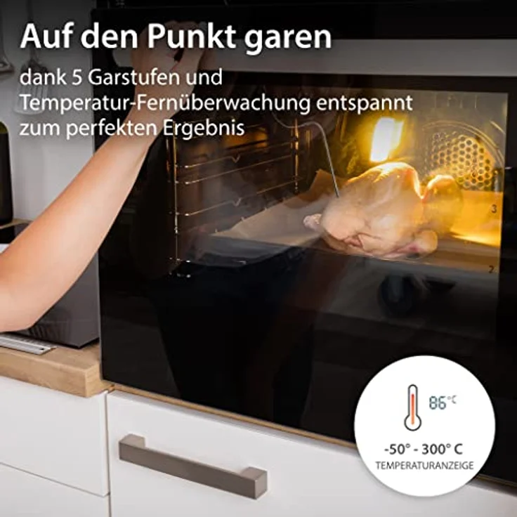 ADE BBQ 1408 Funk-Bratenthermometer. Digitales Grill-Thermometer mit Touch-Display, Funkempfänger, Messgabel aus Edelstahl. Elektronisches Ofenthermometer für den perfekten Garpunkt. Inkl. Batterien – Bild 7
