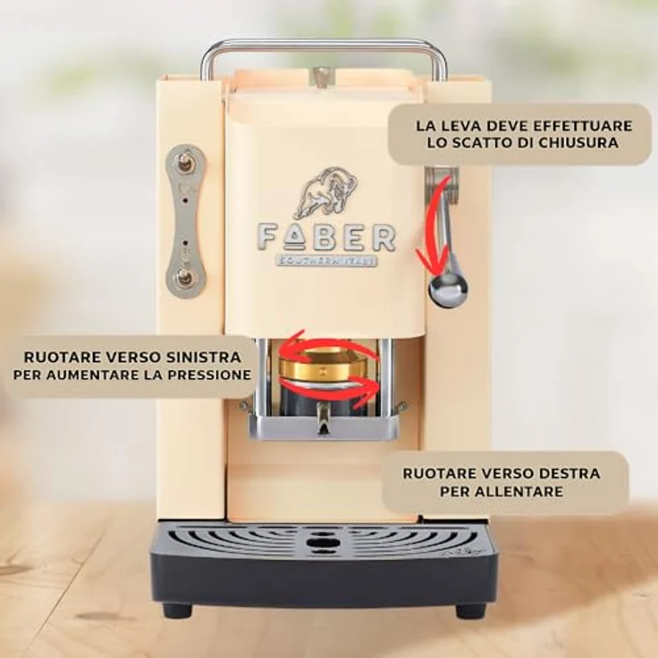Faber Coffee Machines Kaffeepadmaschine Pro Deluxe 3.0, Chrom Espressomaschine, kompatibel mit 44 mm ESE-Pads, hygienischer Wassertank aus Glas, magnetisch abnehmbare Brühgruppe, moderne Chrom-Details mit 3D-Logo – Bild 7