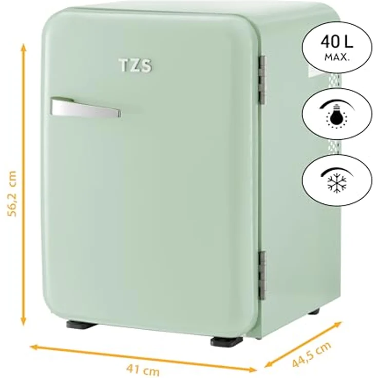 TZS First Austria Minikühlschrank | Retro Design | Einstellbare Kühlleistung | Türgriff | 40L | mint – Bild 2