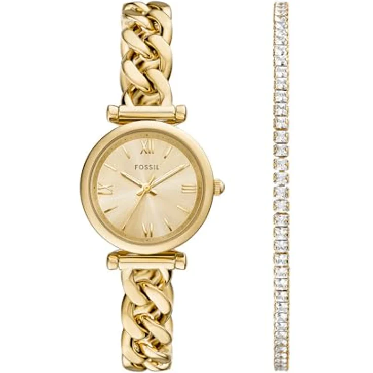 Fossil Damen Analog Quarz Uhr mit Edelstahl Armband ES5387SET, goldfarben – Bild 1