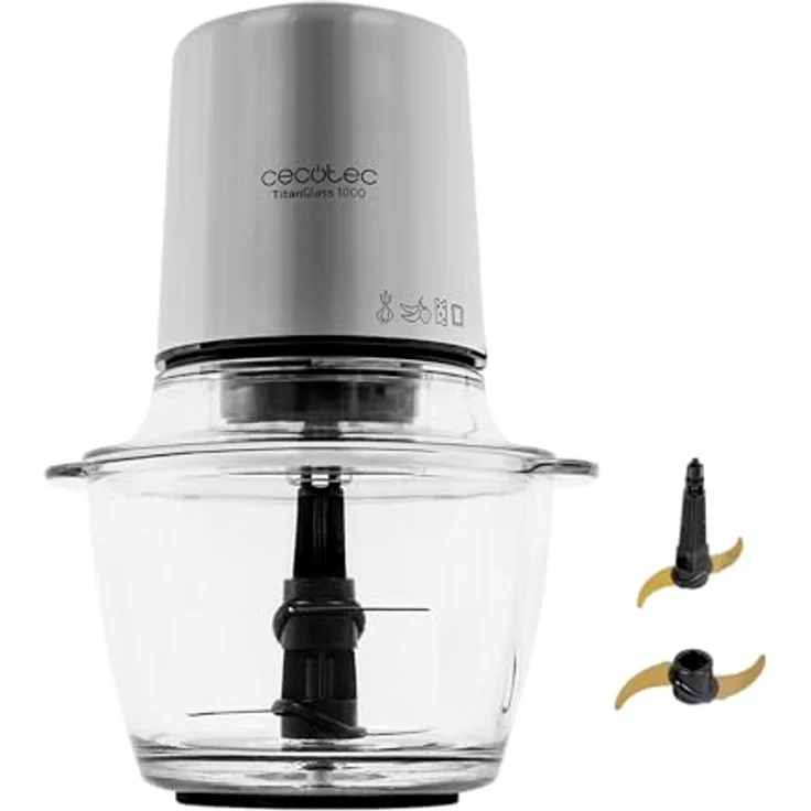 Cecotec TitanGlass 1000 Spatula, Elektrischer Zerkleinerer 1L mit 500W, 4 Titan-Klingen, ControlSpeed und spülmaschinenfestem Design – Bild 1