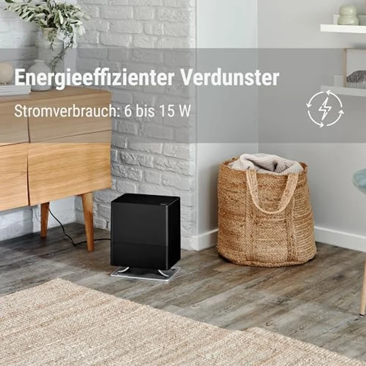 Stadler Form Luftbefeuchter Oskar little, energiesparender Raumbefeuchter für Räume bis 30 m², leiser Verdunster mit Abschalt-Automatik, dimmbare LEDs, schwarz – Bild 2