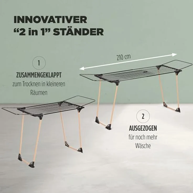 Vitapur Wäscheständer Wäscheständer mit 21M Trockenlänge kompakter Wäschetrockner – Bild 5