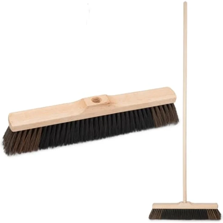 woplus Zimmerbesen 40 cm mit Buchenholzstiel 120 cm – Kehrbesen mit 22 mm Gewinde und weichen PET-Borsten für Innen & Außen – Bild 1
