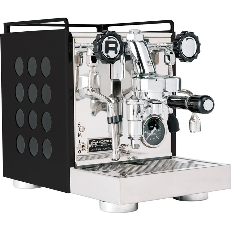Rocket Appartamento 2.0 Classic, Siebträgermaschine in Schwarz mit hochwertiger Verarbeitung und kompaktem Design