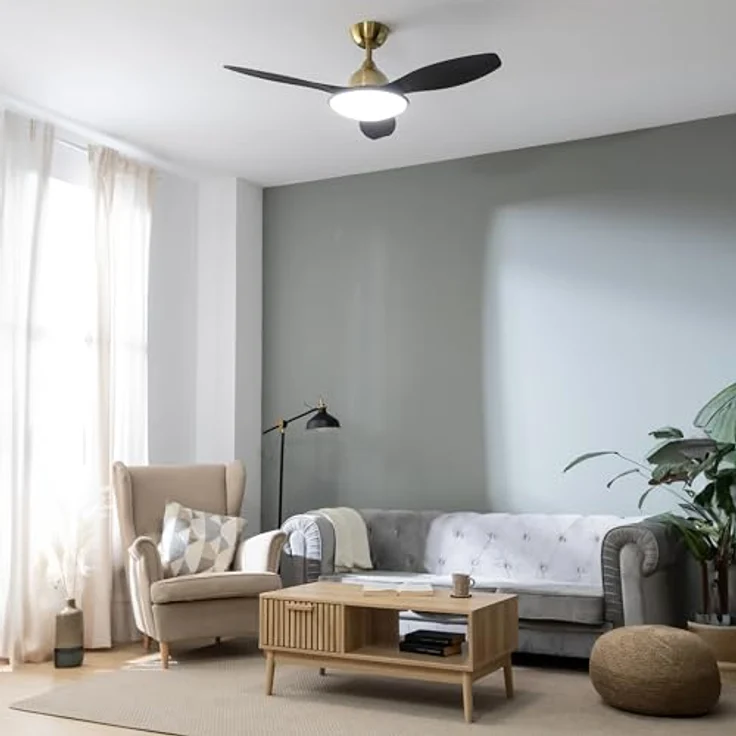 Cecotec EnergySilence Light 4800, Deckenventilator mit Licht, 48 Zoll, 36W DC-Motor, 6 Geschwindigkeiten, Fernbedienung, Timer, Goldblack – Bild 5