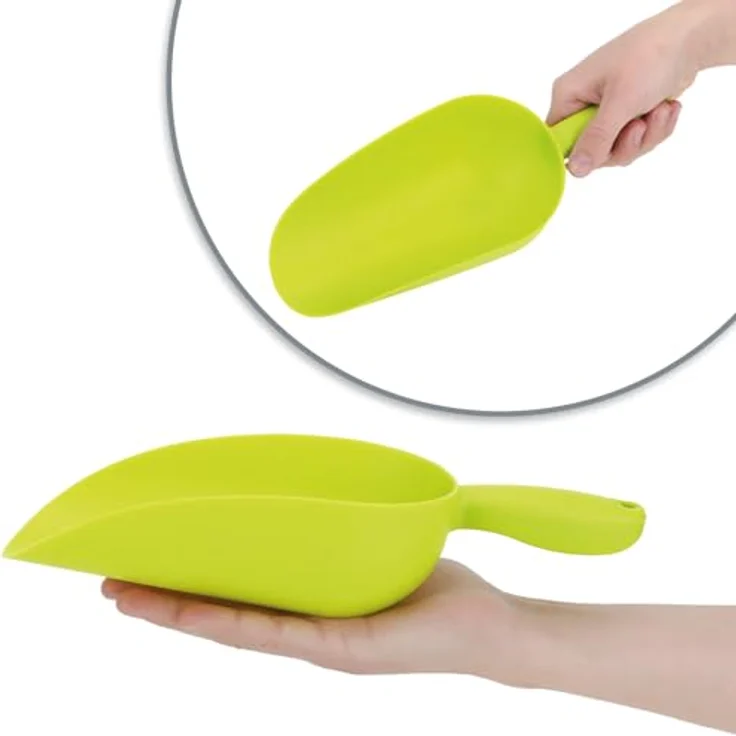 com-four 2x Futterschaufel mit großem Fassungsvermögen für Tierfutter und Saatgut, 28,5 cm & 32,5 cm, grün – Bild 5