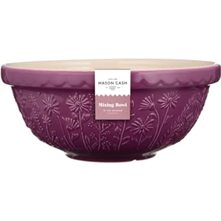 Mason Cash IN THE MEADOW Steingut Rührschüssel groß 2,7L, Ø 26 cm, mit Blumenmotiv, spülmaschinenfest und splitterresistent für Brotteig & Kuchenteig