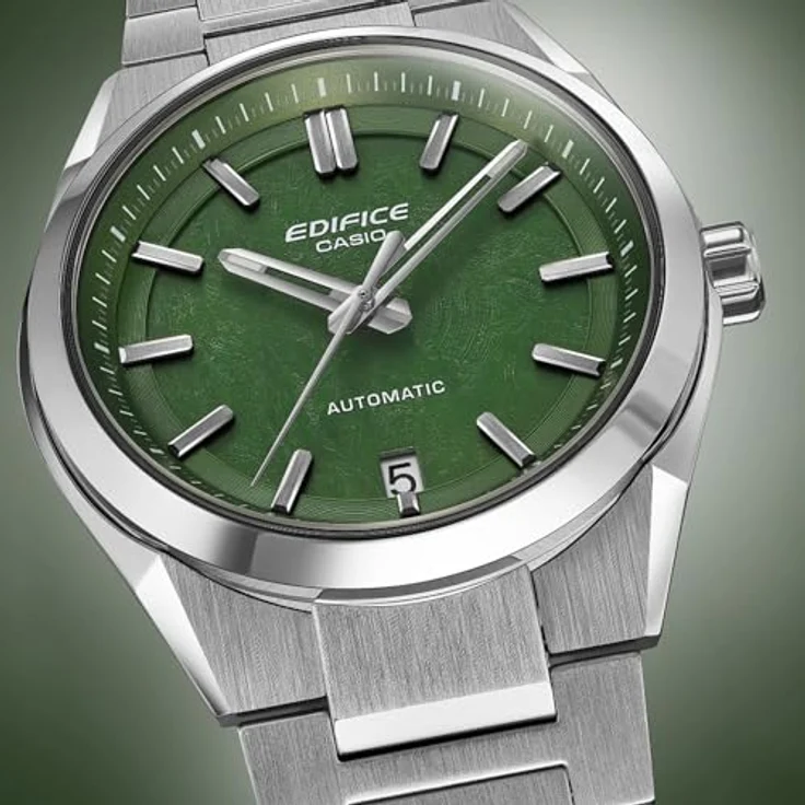 Casio Edifice EFK-100D-3AER Automatikuhr, 39 mm Edelstahlgehäuse, grünes galvanisches Zifferblatt, 100 m wasserdicht, Automatikwerk mit 40 h Gangreserve – Bild 3