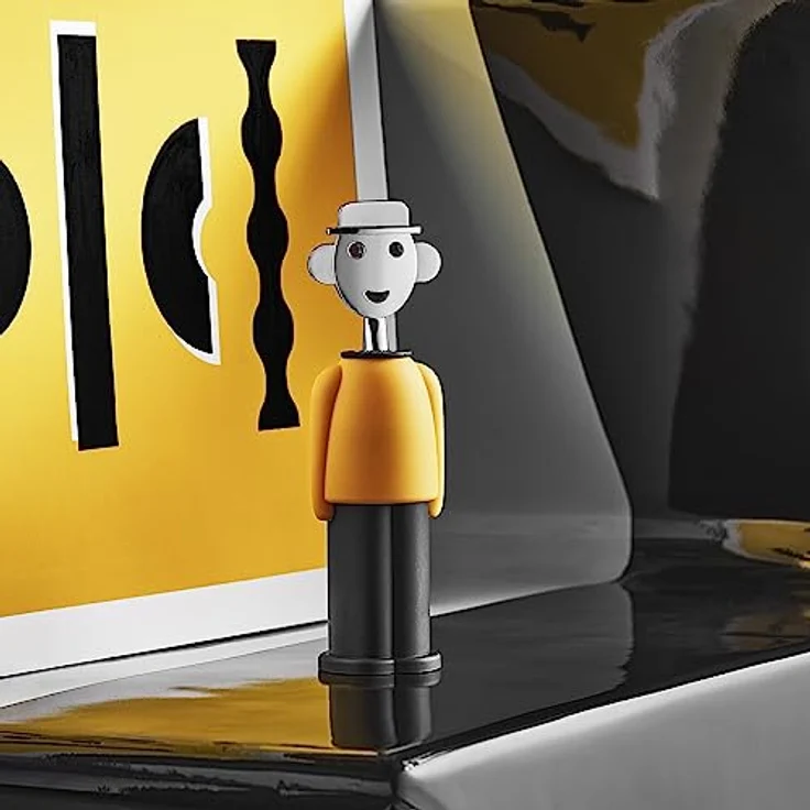 Alessi Alessandro M. AM23 YB, Design-Korkenzieher aus Thermoplastischem Harz und verchromtem Zamak, Gelb und Schwarz – Bild 5