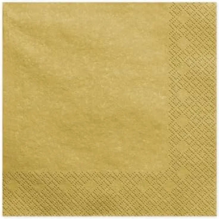partydeco Papierserviette Uni 40x40cm, 20 Stück, Gold-Metallic