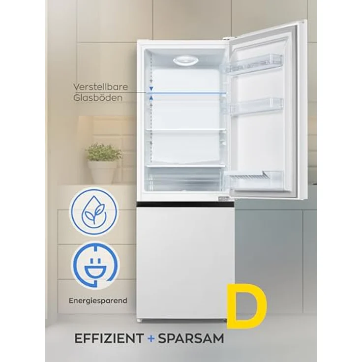 Heinrich´s Kühlgefrierkombination 175Liter, LED Innenraumbeleuchtung, leise 39dB, 7 Temperaturstufen, weiß – Bild 2