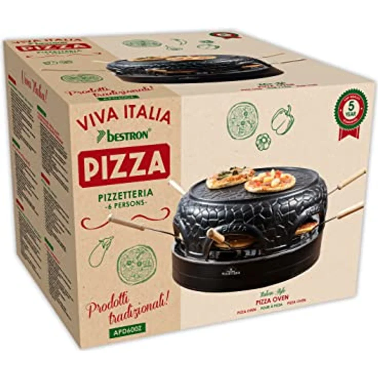 Bestron APD600Z Pizzaofen für bis zu 6 Personen, Pizza dome für kleine Pizzen (Ø 10 cm), mit Keramik-Kuppel, ca. 12-15 Minuten Garzeit, 860 Watt, Farbe: Schwarz – Bild 5