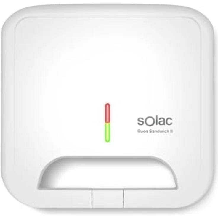 Solac Sandwichmaker SD5054, Kontaktgrill mit 750 W Leistung und antihaftbeschichteten Platten, Weiß – Bild 1