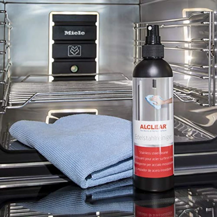 ALCLEAR 721ER Profi Edelstahlreiniger 250 ml mit Profi Mikrofasertuch, reinigt Edelstahl streifenfrei, gegen Schmutz, Fingerabdrücke und Fett – Bild 5