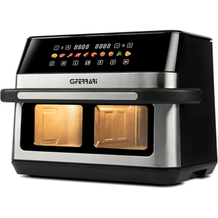 G3 Ferrari G10223 Heißluftfritteuse Friggisano 6+6, 2200 Watt, 12 Liter, 10 Programme, Farbdisplay, Innenbeleuchtung, inkl. Rezeptbuch – Bild 1