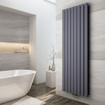 EMKE Heizkörper Vertikal 1800x620mm, Flachheizkörper Mittelanschluss doppellagig Anthrazit 2227 Watt