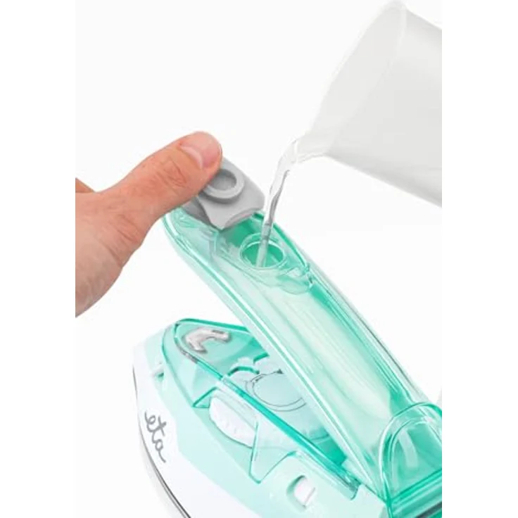 ETA Reise-Dampfbügeleisen Sophia I 1 100 W I Dampfstoß 50 g/min I Keramische Sohle I Klippbarer Griff I Duale Spannung I Leicht 710 g und Kompakt I Türkis – Bild 5