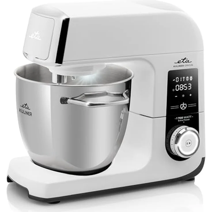 ETA Gratus Kuliner II Origin Küchenmaschine I Vollmetall I 12 Geschwindigkeiten I 6.7 l und 3.5 l Edelstahl Schüssel I 1700 W I Kneten, Mischen, Mixen, Schlagen, Reiben, Fleisch mahlen I LED-Display – Bild 2