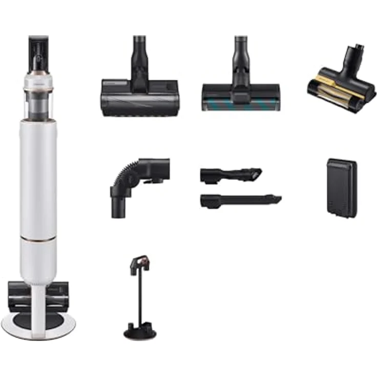 Samsung Bespoke Jet Plus CompleteClean Akku-Staubsauger, Teleskopierbar, All-in-one Clean Station, Inkl. Ersatz-Akku und Zubehör, Misty White, VS20B95C43W/WD – Bild 1