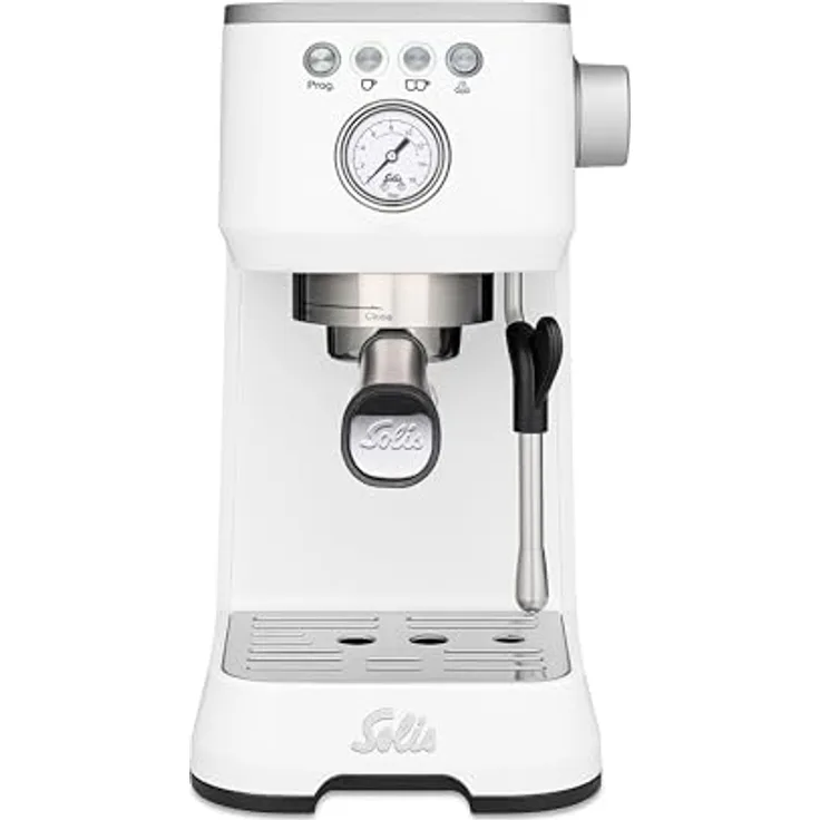 Solis Barista Perfetta Plus, Espressomaschine mit 54 mm Siebträger, Milchaufschäumer und 1,7 L Wassertank, kompatibel mit Bohnen und Pads