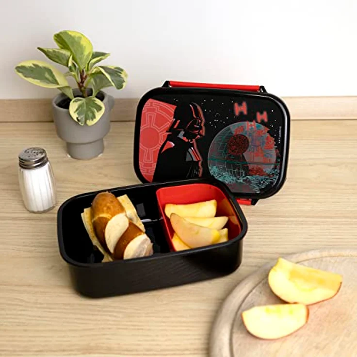 Scooli Brotdose für Kinder mit herausnehmbaren Einsatz - Star Wars - Kindergarten Brotdose - Darth Vader Sandwichbox Schule - Brotzeitdose aus Kunststoff BPA frei - Sandwichbox - Lunchbox - Vesperbox – Bild 4