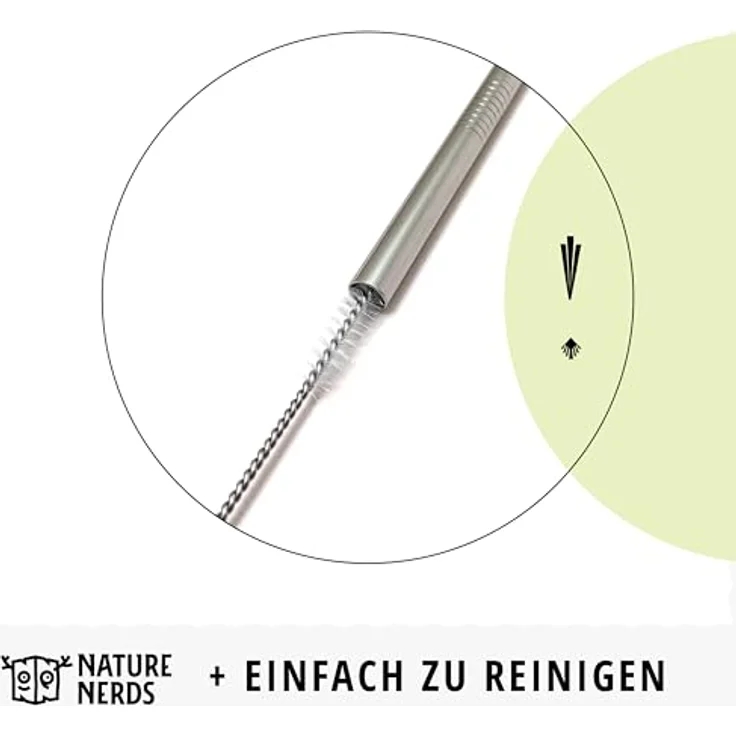 Nature Nerds Edelstahl-Trinkhalme, wiederverwendbar, 10 Stück gerade, 21,5 cm, plastikfreie Verpackung – Bild 4