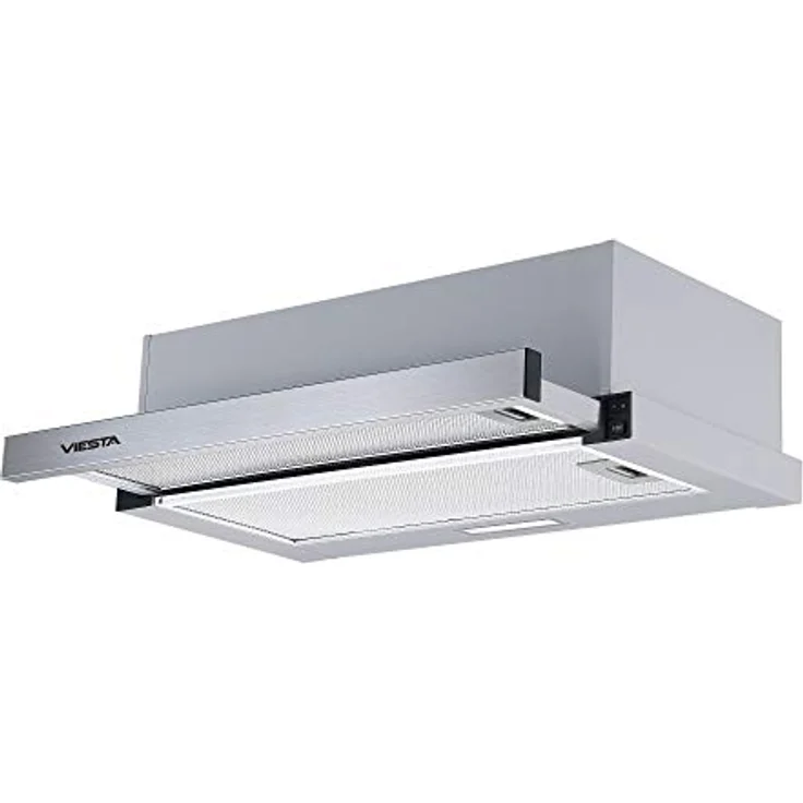 VIESTA® Dunstabzugshaube VDE6065SR, 60 cm Flachschirmhaube aus Edelstahl, ausziehbar, Abluft/Umluft, 333,8 m³/h, 59–64 dB – Bild 1