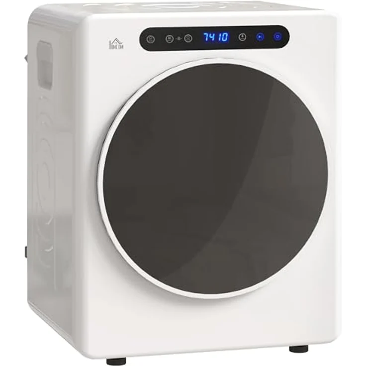 HOMCOM Mini Ablufttrockner, Edelstahl mit 3 kg Kapazität, 1000W Leistung, Weiß – Bild 1