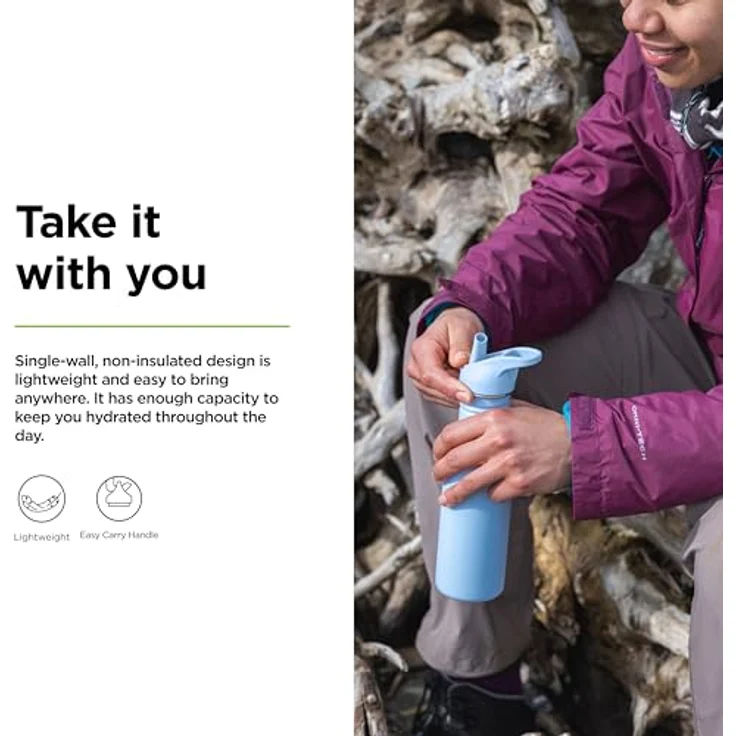 Klean Kanteen Classic Trinkflasche 536ml aus Edelstahl mit Flip Sport Cap, hellblau Clear Sky, auslaufsicher und spülmaschinengeeignet – Bild 3