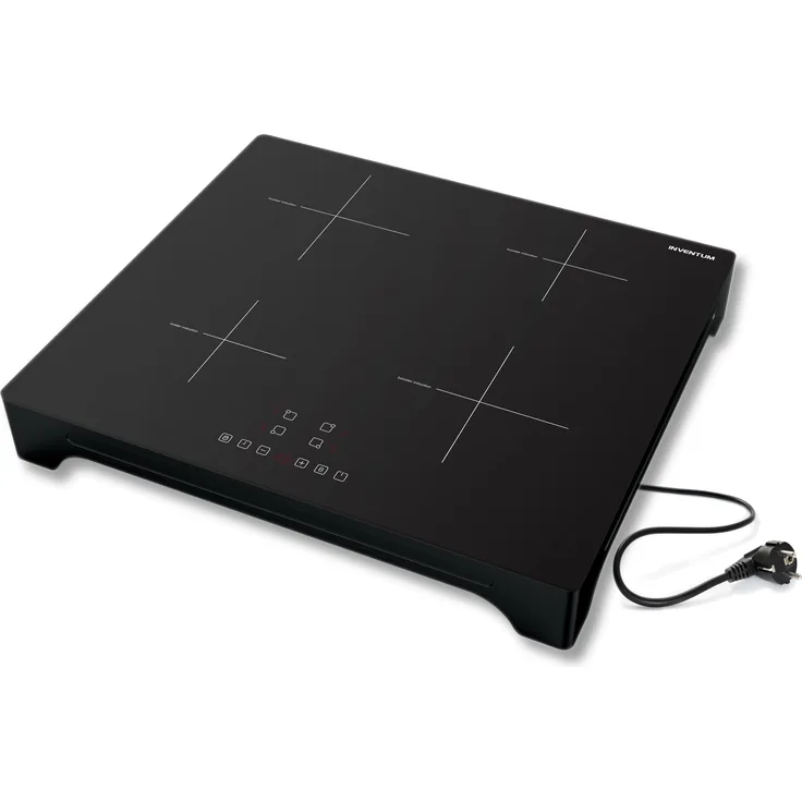 Inventum VKI6010ZWA, Induktionskochplatte in Schwarz, 2 Kochzonen, 3500 Watt, Touch-Steuerung mit LED-Display